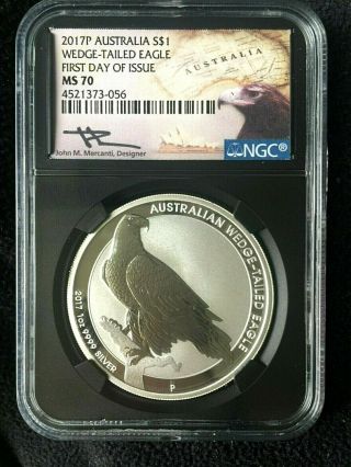2017 Australian Wedge Tailed Eagle 1 Oz Silver Coin First Day Of Issue Ms 70