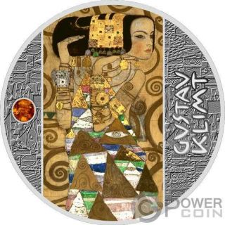Expectation Amber Gustav Klimt Golden Five Silver Coin 500 Francs Cameroon 2020