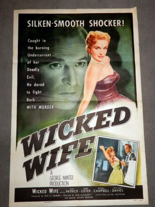 1955 Wicked Wife 27x41 One Sheet Movie Poster Crime Drama