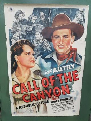 1942 Call Of The Canyon One Sheet Poster 27x41 Gene Autry Western Musical