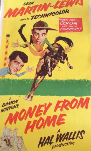 “money From Home”——original 3d Poster.  36l”x14w” 54 - 1–dean Martin & Jerry Lewis