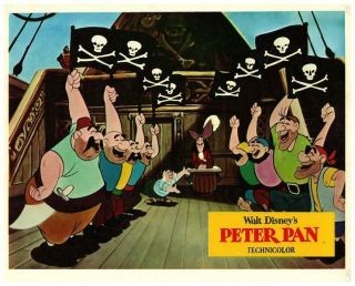 Peter Pan Walt Disney Animation 1953 Lobby Card Captain Hook Pirate