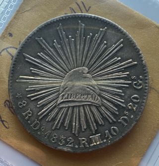1832 Do Rm/l Silver 8 Reales Durango Mexico European Dies Do09 Scarce Coin