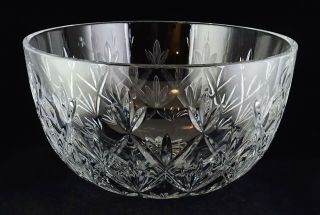 Tiffany & Company Large Crystal Glass Bowl Criss Cross Pattern Signed