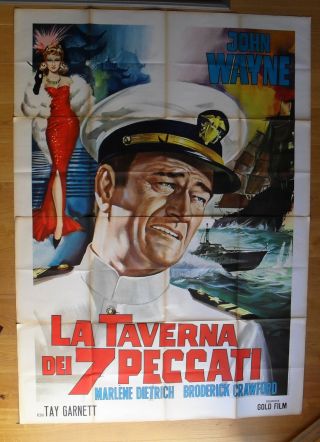 John Wayne Dietrich Seven Sinners Italian Movie Poster 2 Pannel R66