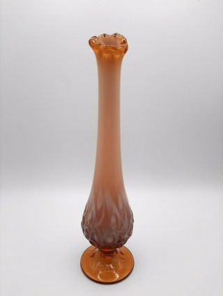 Vintage Fenton Cameo Opalescent Lily Of The Valley Chocolate Amber Bud Vase