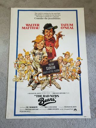 1976 The Bad News Bears 28 " X 40 " Movie Poster - Tatum O 