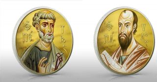 Niue 2010 $2 Orthodox Shrines Apostles Peter & Paul 2x1 Oz Silver Proof Coin Set