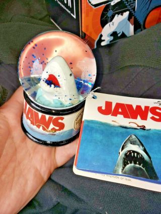 Universal City Studios Jaws Movie Poster Promo Light Up Shark Mini Snowglobe