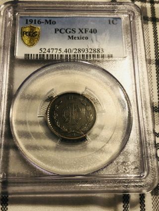Mexico One Cent 1916 Mo Very Rare Pcgs Xf 40 Gold Shield Pretty