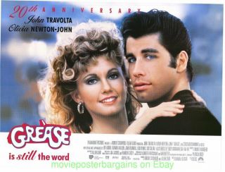 Grease Movie Poster Ds 20th Ann.  British Quad 30 By 40 John Travolta