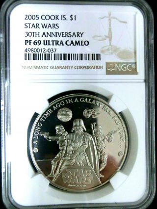 Ngc Pf69 Ultra Cameo - Cook Islands 2005 Star Wars - 30th Ann.  $1 Almost Perfect Pf