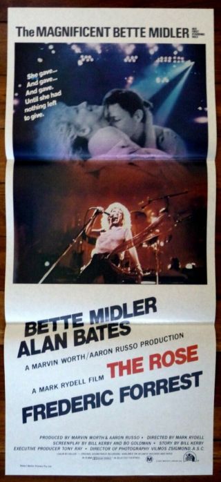 The Rose 1979 Australian Daybill Movie Poster Bette Midler,  Alan Bates