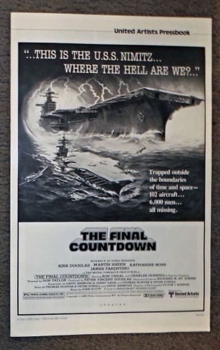 The Final Countdown 1980 Movie Pressbook Kirk Douglas/u.  S.  S.  Nimitz