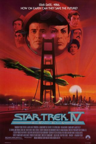Star Trek Iv The Voyage Home Movie Poster 1 Sheet Rare Final 27x40