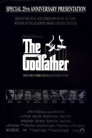 The Godfather Movie Poster Ss 25th Ann.  1997 Rare Foil 27x40 Al Pacino