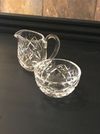 Waterford Crystal Individual Mini Creamer and Sugar Bowl Set Signed 3