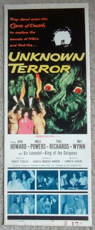 Unknown Terror 1957 Insrt Movie Poster Rld Ex