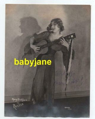 Mary Pickford 6x8 Photo By Rahmn 1923 Playing Guitar Rosita Autopen Sig