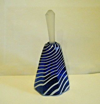 Vintage Art Glass Perfume Bottle Cobalt White Swirl Frosted Dipper