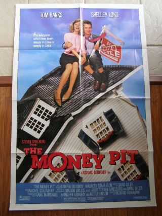 Vintage Movie Poster 1 Sheet The Money Pit 1986 Tom Hanks,  Shelley Long
