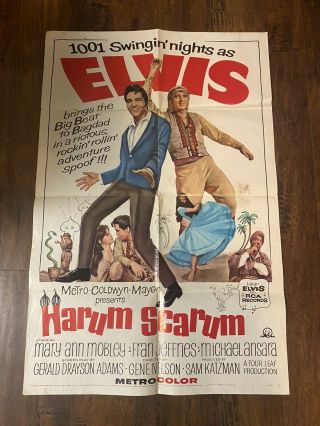 Harum Scarum Elvis Presley Vintage Movie Poster One Sheet 1965 27inx40in Large