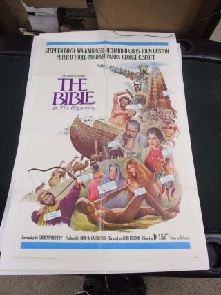 Vtg 1 Sheet Movie Poster The Bible 1966 Michael Parks Ulla Bergyd Richard Harris