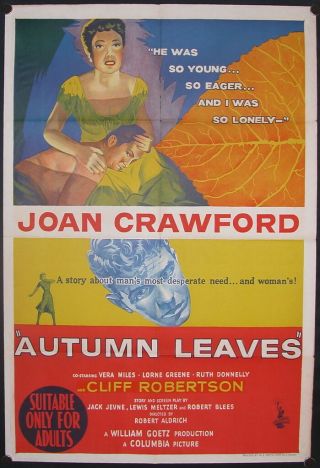 Autumn Leaves (1956) Australian One Sheet Joan Crawford