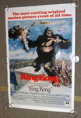 King Kong (1976) Movie Poster 27 " X41 " Rolled Rerelease Nos Paramount ©1991