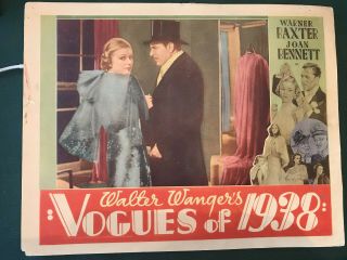 Vogue Of 1938 United Artists 11x14 " Other Co.  Lobby Warner Baxter Joan Bennett