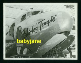 Shirley Temple Vintage 6x8 Photo W/ 4 Engine Army Transport C - 54 Aka Dc - 4 Plane
