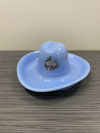 Jeannette Glass Co Delphite Souvenir Cowboy Hat Ashtray Texas Centennial 1936