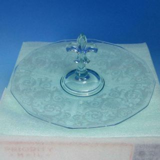 Fostoria Elegant Glass - Etched Blue Versailles - 12 " Center Handled Tray
