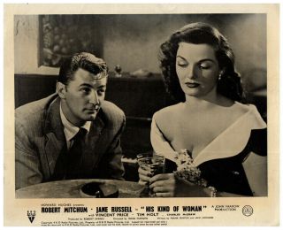 His Kind Of Woman Lobby Card Jane Russell Robert Mitchum 1951 Classic