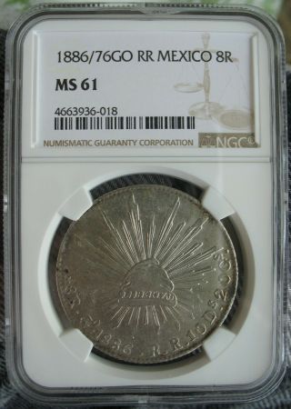 1886/76 Go Rr Mexico 8 Reales Ngc Ms - 61