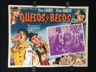 1938 Swiss Miss Laurel & Hardy Mexican Movie Lobby Card 16 " X12 "