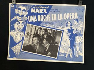 1935 Marx Brothers A Night At The Opera Mexican Lobby Card 16 " X12 "