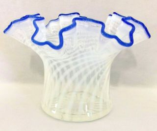 Fenton Blue Ridge Crest Opalescent Spiral Vase : Ruffled Top