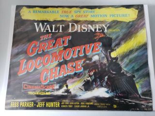 The Great Locomotive Chase Fess Parker.  Hunter Walt Disney 1956 Lobby Card 525