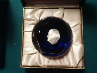 2 Vintage Baccarat Cobalt Crystal Paperweight Winston Churchill
