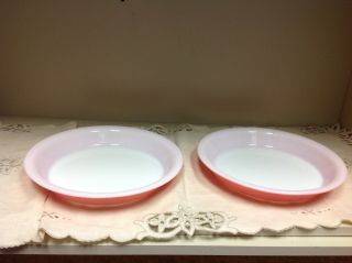 Vtg Set Of 2 Pink Pyrex Pie Plate - 209 - 9 1/2 Inch Ovenware - Baking Dish