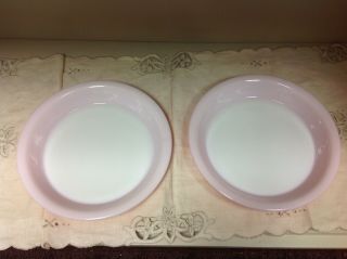 Vtg Set of 2 Pink Pyrex Pie Plate - 209 - 9 1/2 inch Ovenware - Baking Dish 2