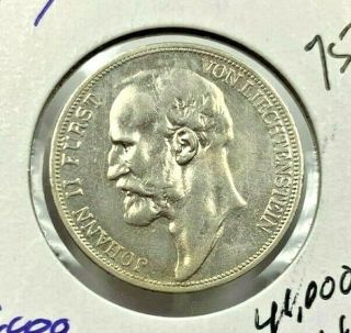 1924 Liechtenstein 2 Franken Silver Coin John Johann Ii _42