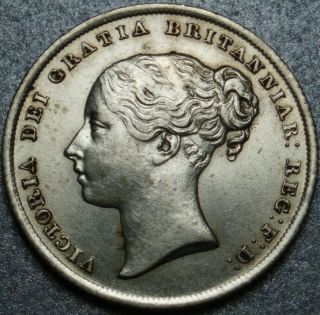 1841 Great Britain Silver " One Shilling " Queen Victoria Low Mintage Scarce Date