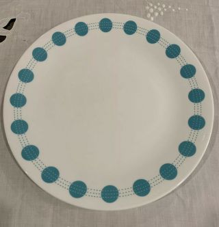 Set Of 6 Corelle South Beach Turquoise Dot 10.  25 " Dinner Plates Euc