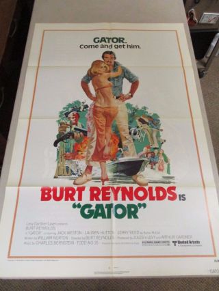 Vtg 1 Sheet 27x41 Movie Poster Gator 1976 Burt Reynolds Jack Weston Jerry Reed