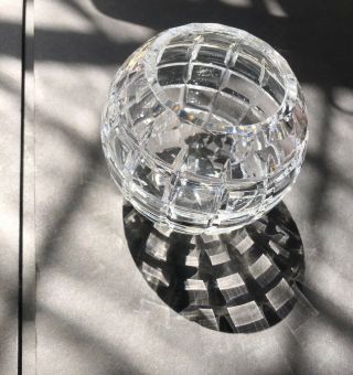 Vintage Bombay Company Cut Crystal Round Vase Bowl Votive Holder Candle 3.  5 "
