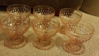 Vintage Pink Depression Glass Sherbert Dessert Bowls Footed Set Of 6 3.  5 " Tall