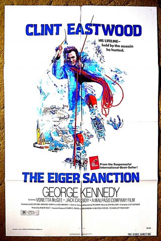 Clint Eastwood - " The Eiger Sanction " / Thriller - 1975 One Sheet 27x41 Poster