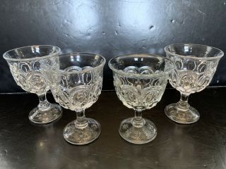 Vintage Set Of 4 L E Smith Clear Glass Moon & Stars Claret Wine Glasses 4 3/4”